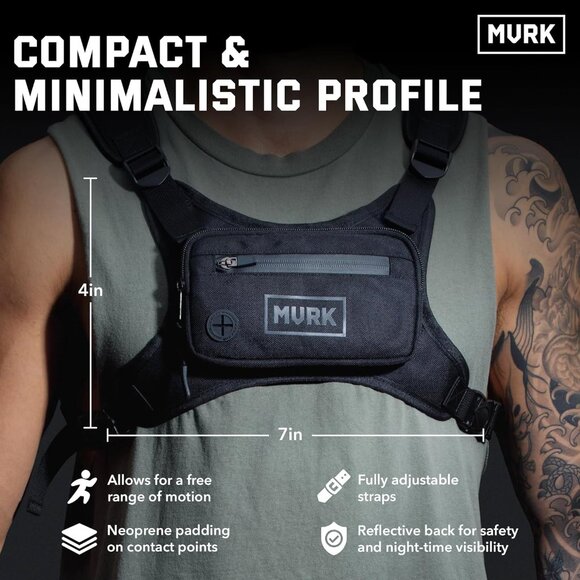 Water Resistant Chest Pack - Running Vest for Workouts, Running Phone Holder Ext - Picture 3 of 8